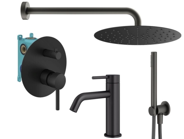 Душевой комплект PLUMBERIA Ixo KITXO18NO53 черный матовый