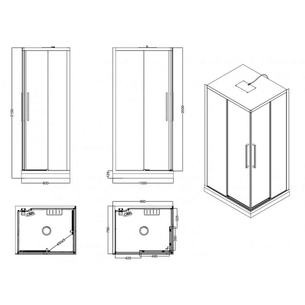 Душевая кабина ESBANO ESM-108CKR L 100x80x215