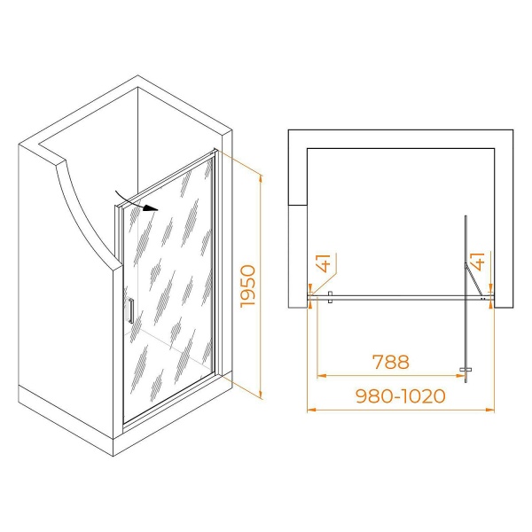 Дверь в нишу RGW Stilvoll SV-05Gr 100x195 стекло ребристое