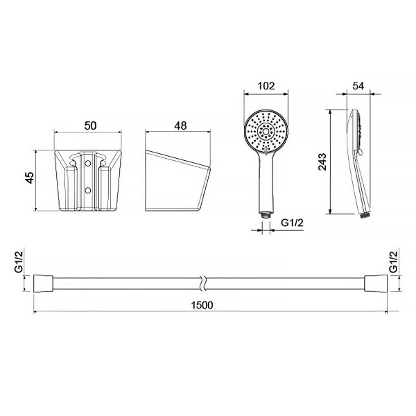 Ручной душ АКВАТЕК Бетта AQ2032BGM gun metal брашированный