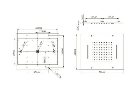 Верхний душ TESKA Shine AKS4069 45х30 розовое золото