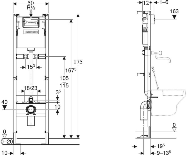 Инсталляция для раковин GEBERIT Duofix 111.569.00.1