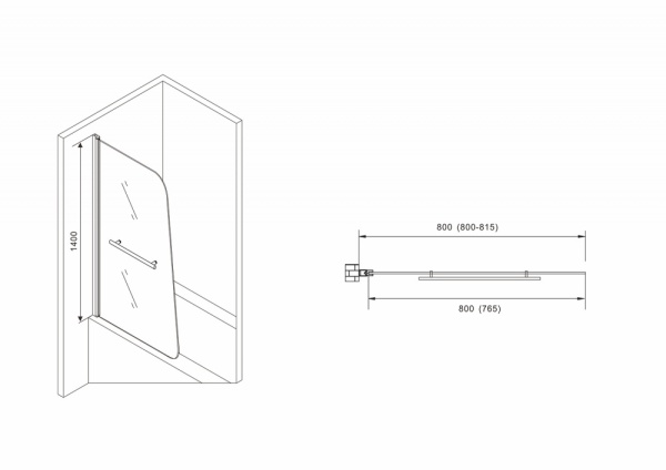 Шторка для ванны ABBER Ewiges Wasser AG50080B 80x140