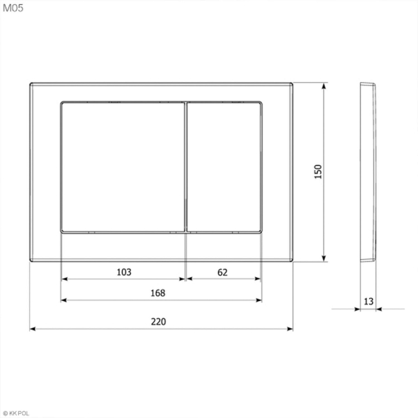 Кнопка смыва KK-POL M05 350/PWS/054-00-00 нержавеющая сталь