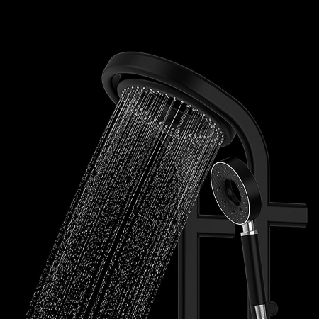 Душевая стойка AQUAME с термостатом AQM8004B черная матовая