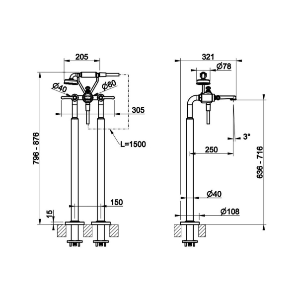 Смеситель для ванны GESSI Venti20 65128#031