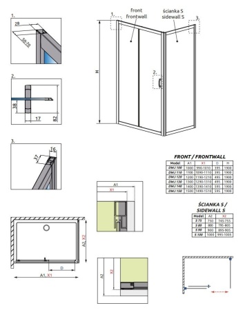 Дверь в нишу RADAWAY Premium Plus DWJ 120 120х190
