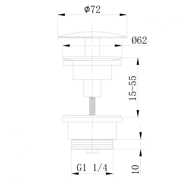 Донный клапан ABBER AF0012B фиксированный, черный матовый