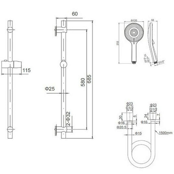 Душевой гарнитур CAPRIGO Don 98-570-GUN оружейная сталь