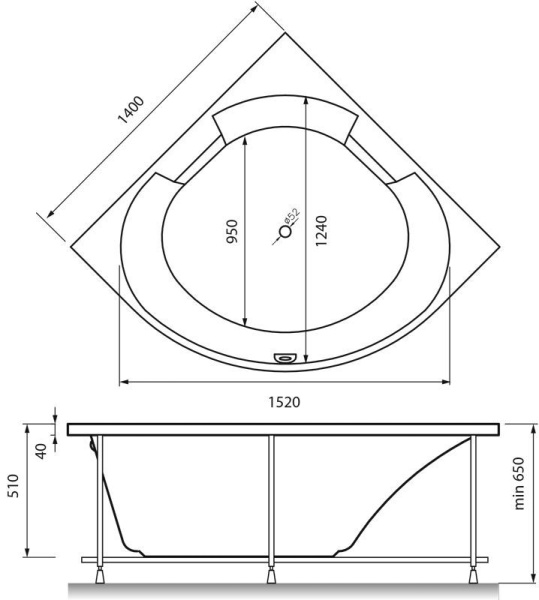 Панель фронтальная для ванн VAYER Bryza 140x140