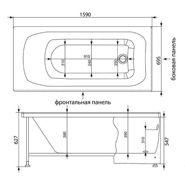 Каркас AQUANET Roma 160x70
