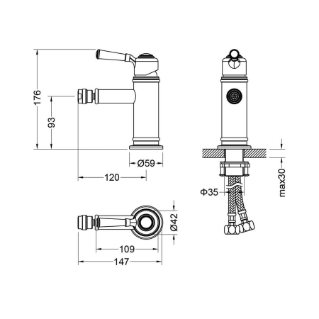 Смеситель для биде АКВАТЕК Классик AQ1518CR
