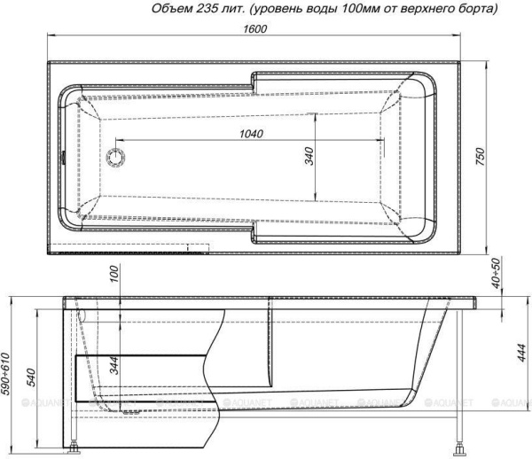 Панель фронтальная для ванн AQUANET Taurus 160