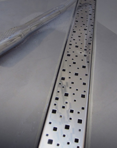 Дренажный канал MCH Square CH 750/50 SN с решеткой, бок. сливом и нерж. рамкой, D50