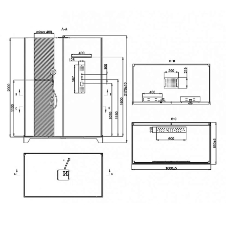 Душевая кабина BLACK&WHITE Galaxy G8030 85x160x217 профиль черный