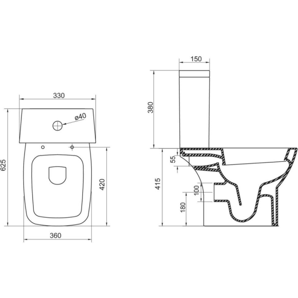 Чаша унитаза BELBAGNO Lago BB128CP с горизонтальным выпуском