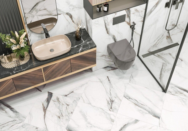 Carrara Cersei New Trend керамогранит белый матовый карвинг 60x60см
