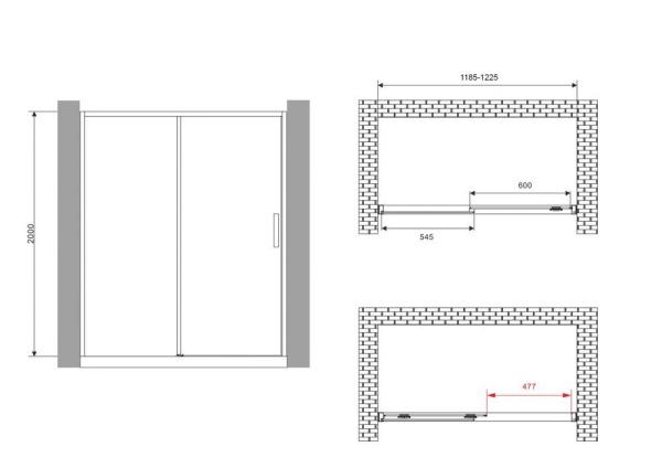 Дверь в нишу или комбинации ABBER Komfort AG93120B 120x200