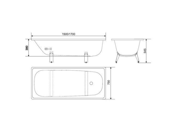 Ванна стальная WHITE WAVE Classic 170x75