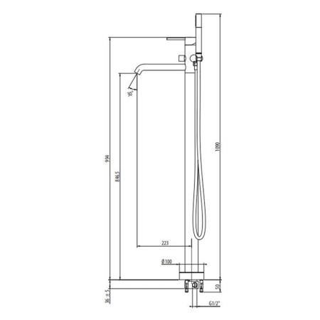 Смеситель для ванны GATTONI Circle Two 9108/91NO черный матовый