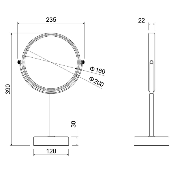 Зеркало косметическое АКВАТЕК AQ4913CR