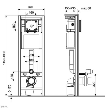Инсталляция для унитазов KK-POL Uni ZSP/M370/0/K
