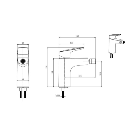 Смеситель для биде АКВАТЕК Вега AQ1018CR