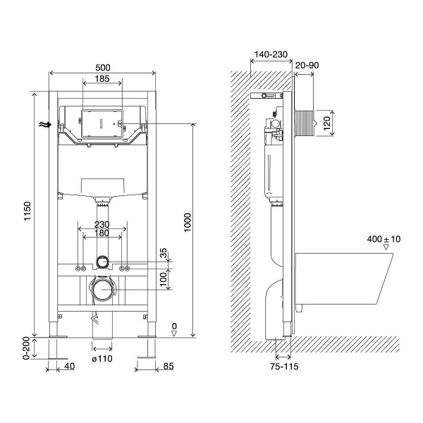 Инсталляция для унитазов LEMARK Peneda Expert 9812111 с кнопкой смыва BIT хром