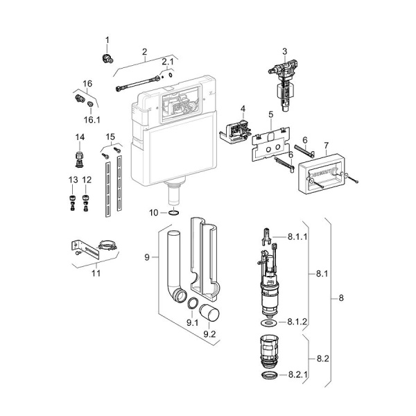 Смывной бачок скрытого монтажа GEBERIT Delta, 12 см, 6/3.5 л