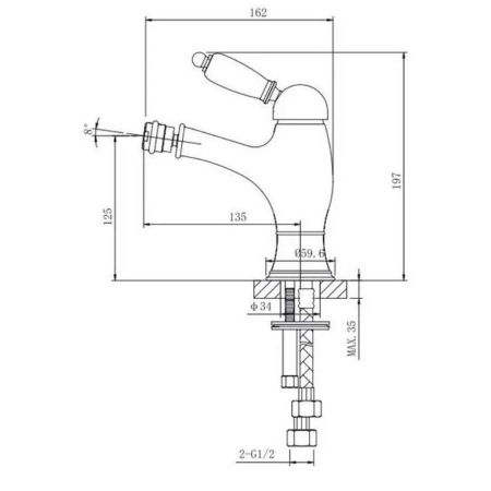 Смеситель для биде CAPRIGO Adria-Uno 02M-533-vot бронза матовая