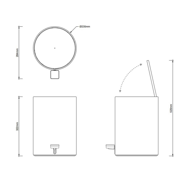 Ведро DECOR WALTHER Universal TE 50 613660 черный матовый