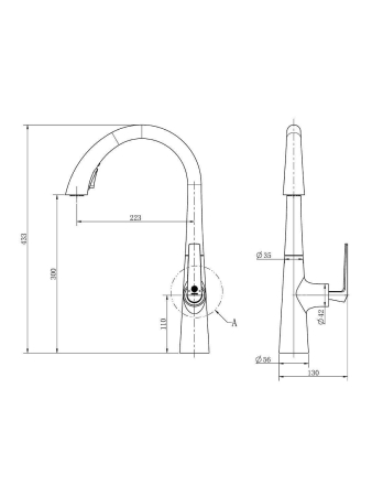 Смеситель для кухни ORANGE Boni с поворотным изливом M15-120cr