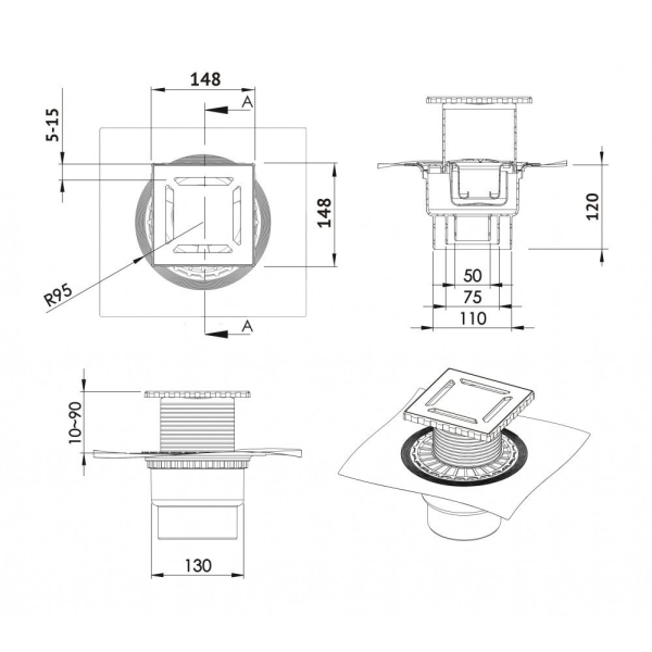 Трап BERGES Zentrum Antik вертикальный 15х15 золотой