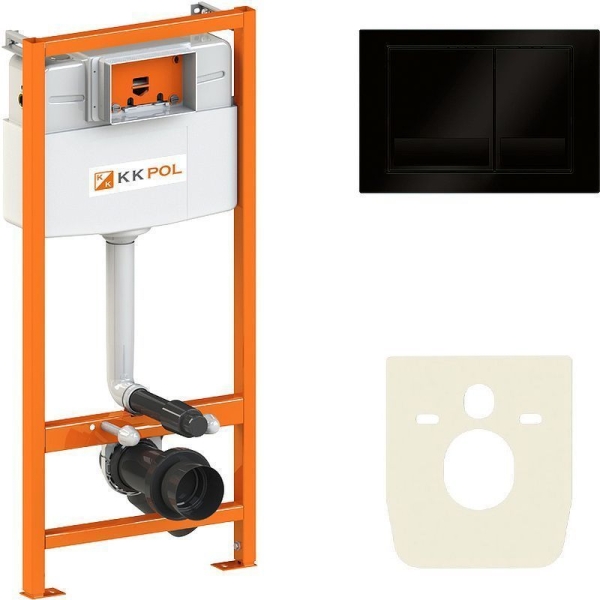 Инсталляция для унитазов KK-POL Premium SET/M500/049/K с кнопкой смыва M06 черный матовый