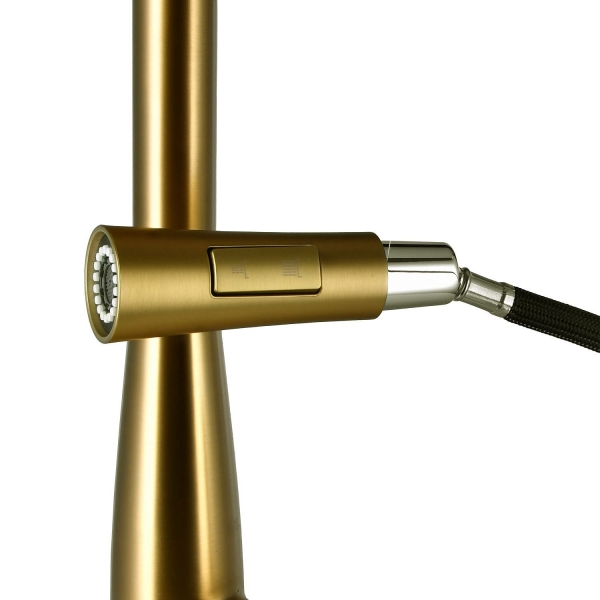 Смеситель для кухни RAIBER Graceful с вытягивающимся поворотным изливом RPG-011 золото матовое