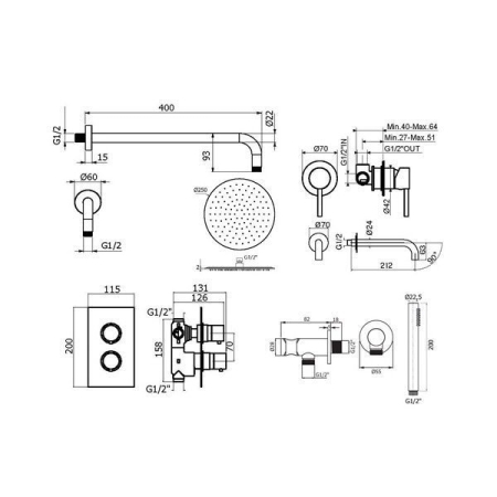 Душевой комплект PLUMBERIA Ixo KITXOT18QBO210 белый матовый