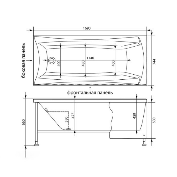 Каркас AQUANET Cariba 170x75