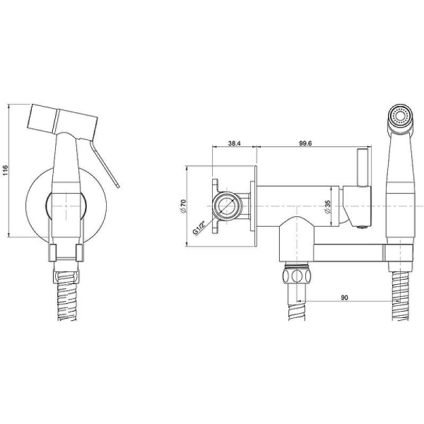 Гигиенический комплект PAINI Isola ISPZ442 черный матовый