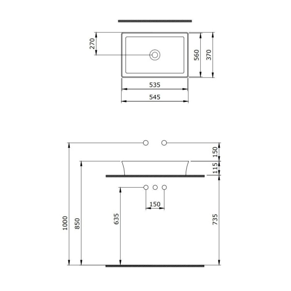 Раковина BERGES Ego SL 181069 55 серый матовый