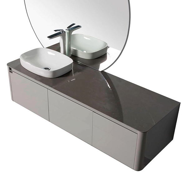 Тумба с раковиной BLACK&WHITE Universe 160 L светло-серая