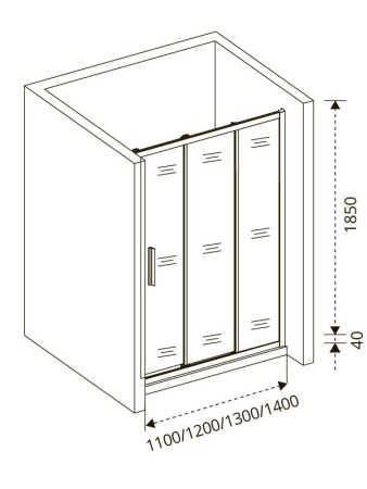 Дверь в нишу GOOD DOOR Orion WTW-100-G-CH 100x185 текстура grape