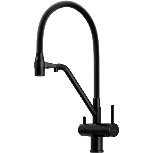 Смеситель для кухни SANCOS Dora с гибким изливом и подключ. фильтра SC4003MB черный матовый