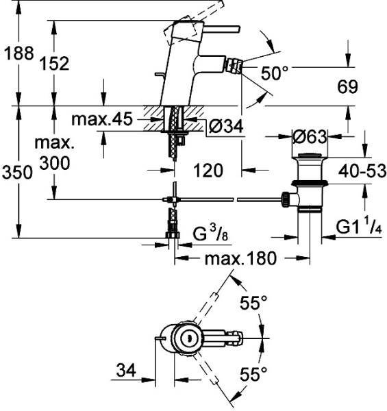 Смеситель для биде GROHE Concetto 32208001