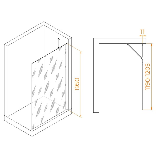 Перегородка для душа RGW Walk In WA-102W 120х195