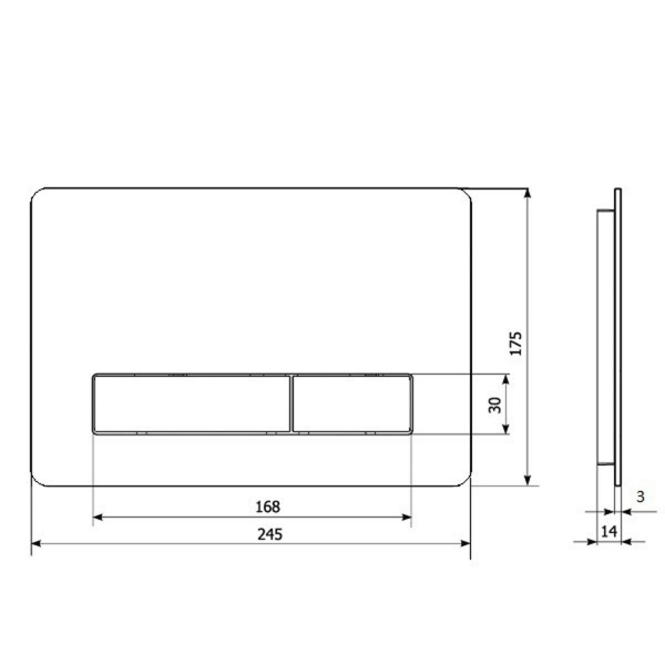Кнопка смыва KK-POL Vitrum Metal Slim 350/PSM/009-00-00 медь