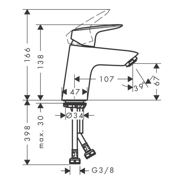 Смеситель для раковины HANSGROHE Logis 71077670 черный матовый
