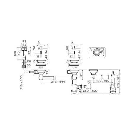 Сифон для мойки OMOIKIRI WK-1,5-S-IN нержавеющая сталь