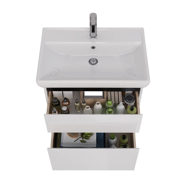 Тумба с раковиной LEMARK Combi 70 белый/черный матовый