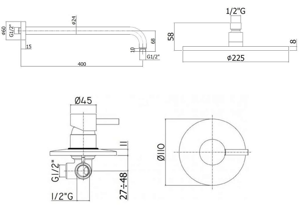 Душевой комплект PAFFONI Light KITLIG011NO черный матовый