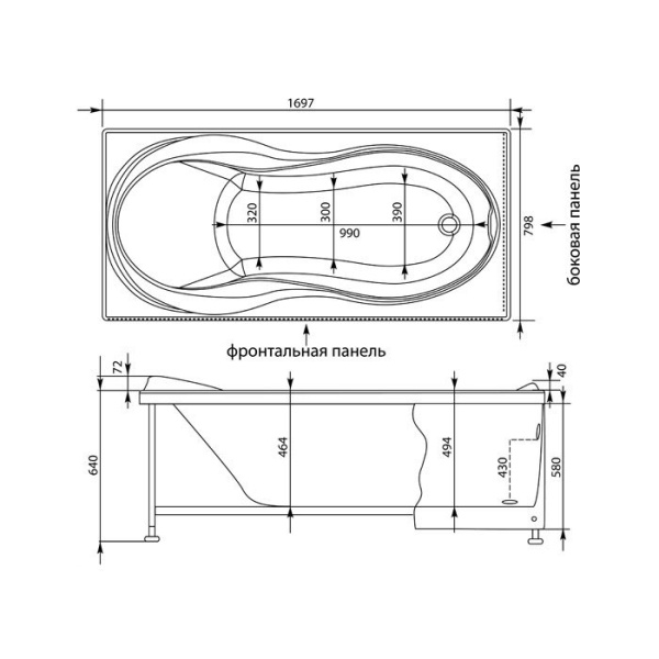 Каркас AQUANET Grenada 170x80